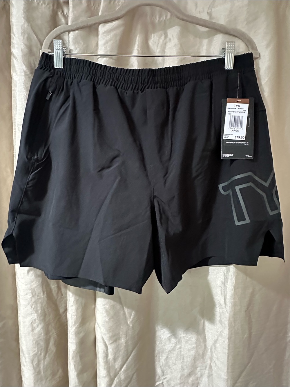 TYR Black Athletic Running Shorts with Reflective Logo